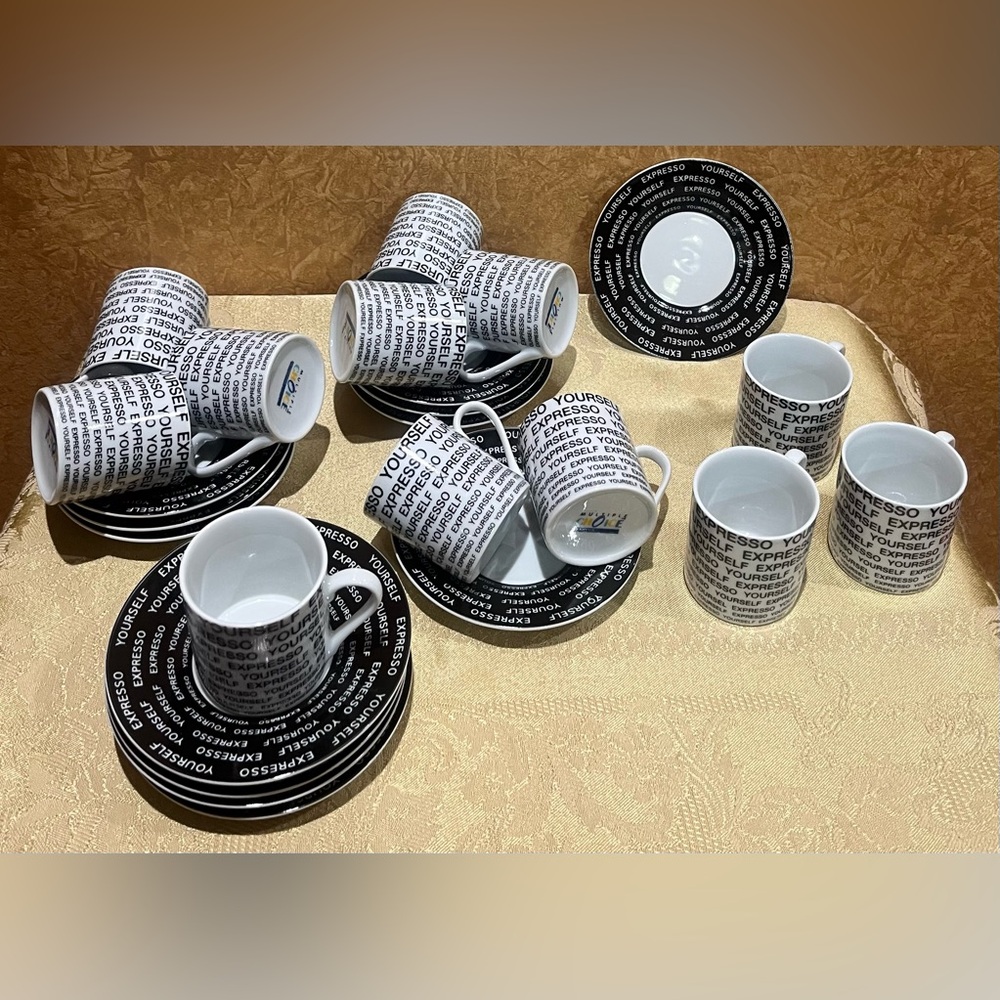 Espresso Yourself Black & White Espresso Set of 12